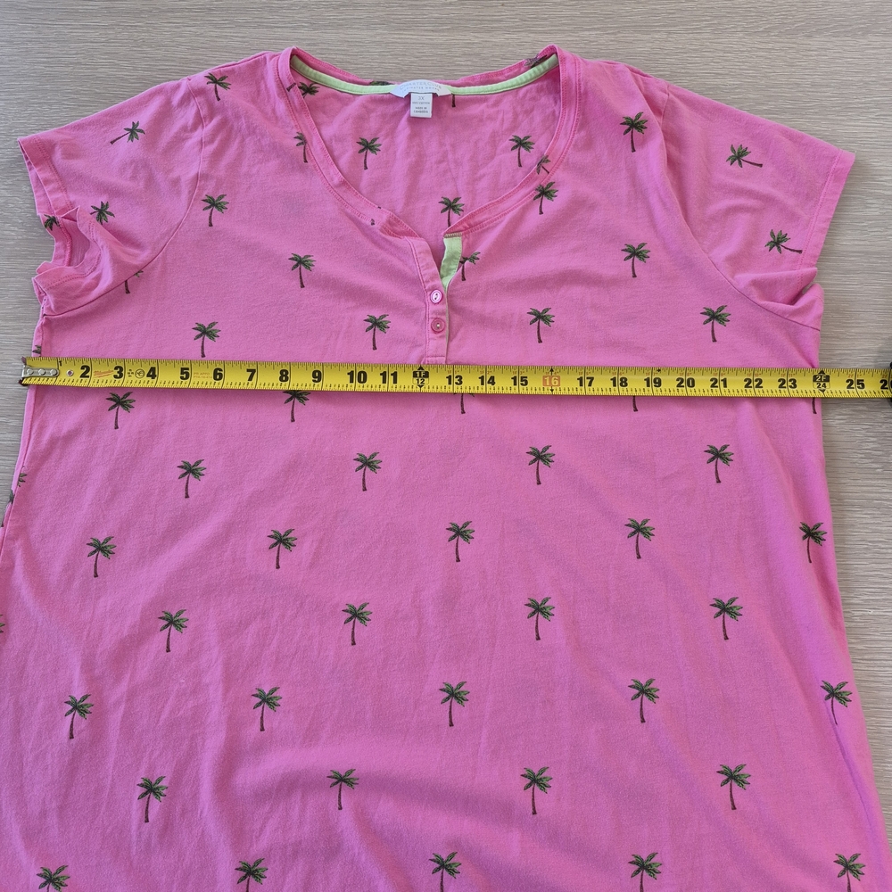Charter Club Pink Palm-Print Nightshirt - Picture 6 of 7